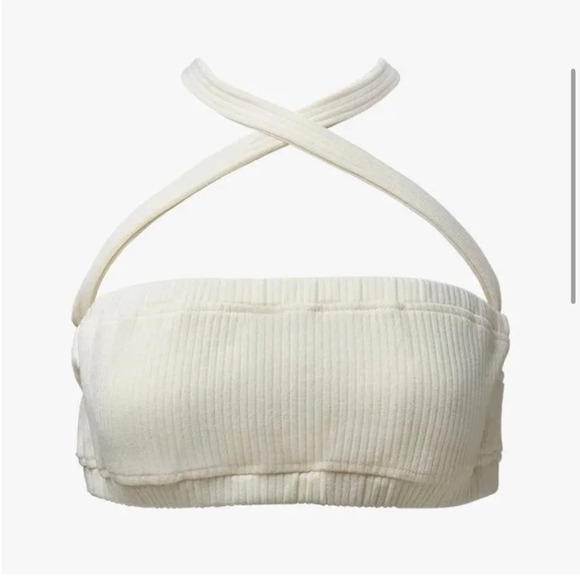 WeWoreWhat (Revolve) | Ribbed Cropped Halter Top in Ivory | Medium - Picture 1 of 10